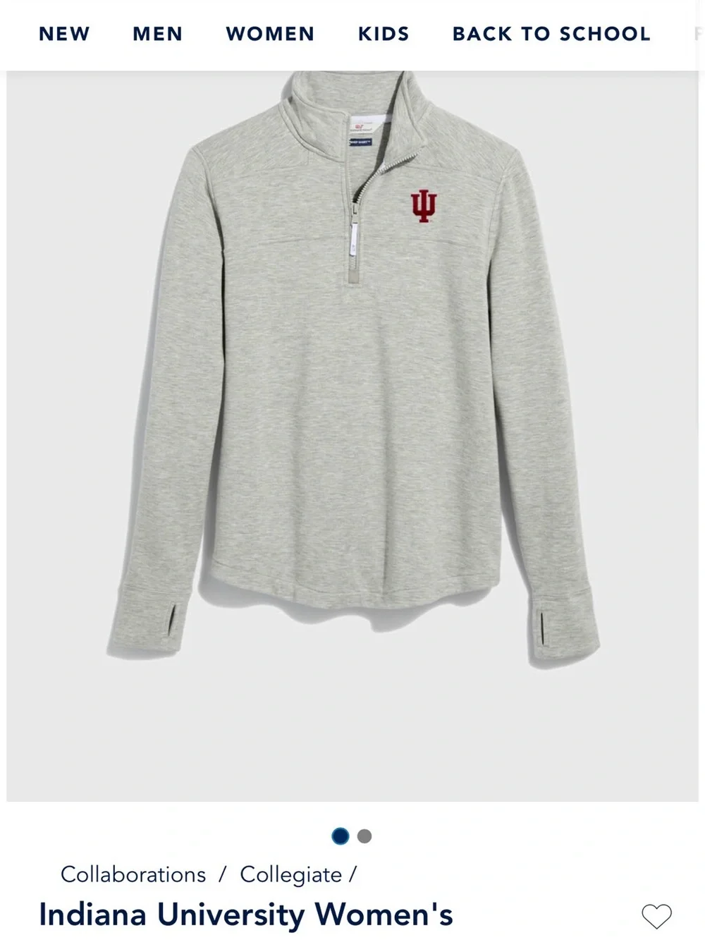 Vineyard Vines Light Gray Quarter-Zip Pullover with Maroon IU Logo